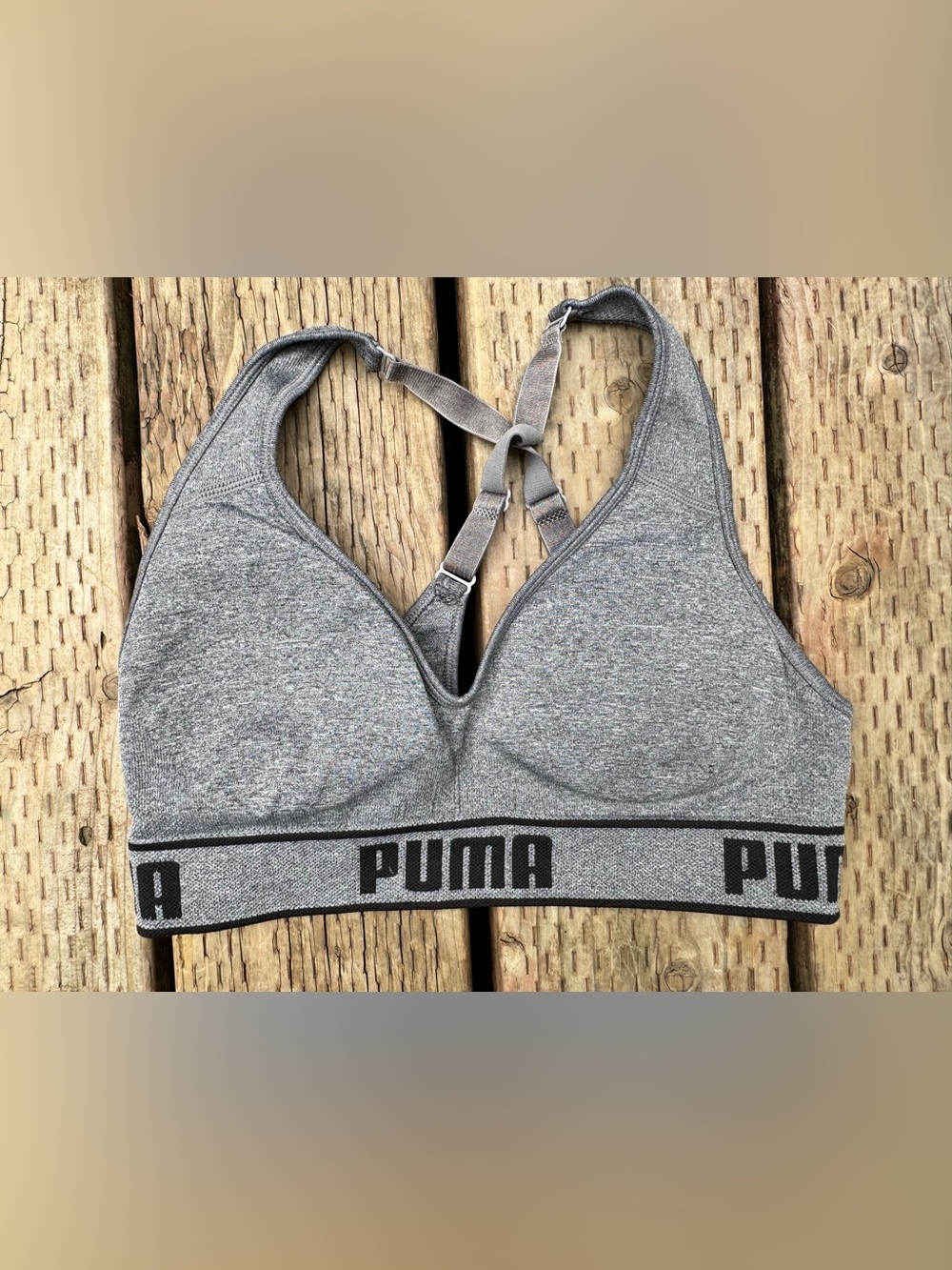 Puma Gray Racerback Seamless Sports Bra